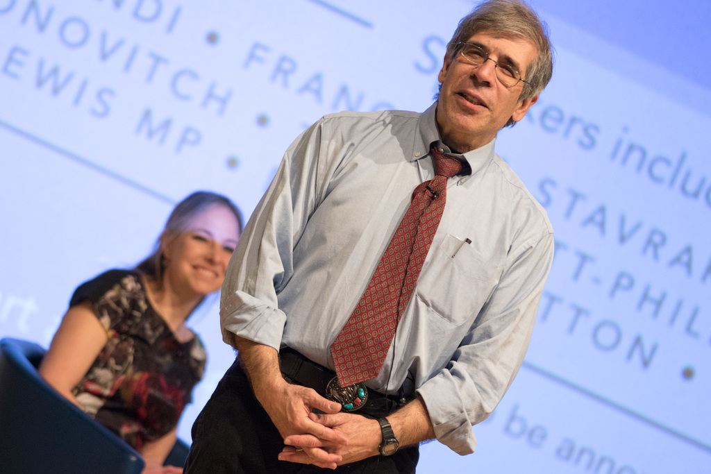 Darwin Day Lecturer Jerry Coyne, with guest chair Alice Roberts.