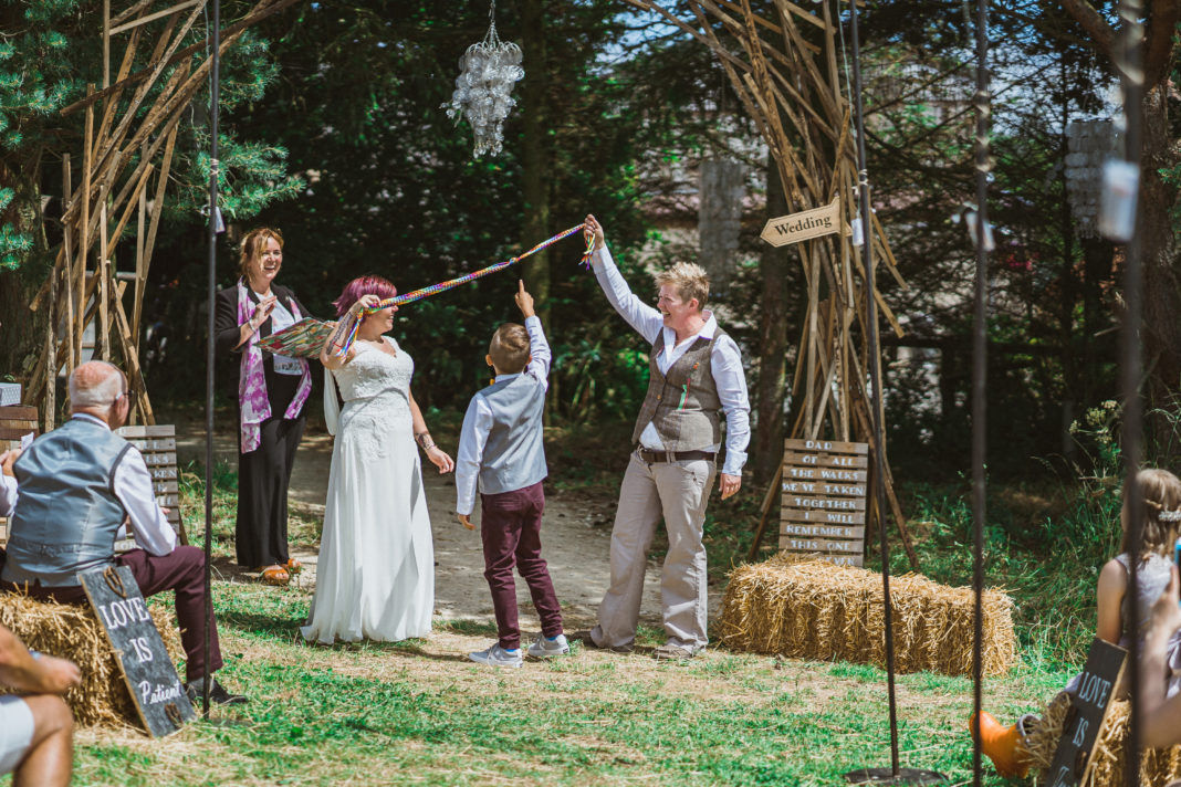 Handfasting at a humanist wedding ceremony