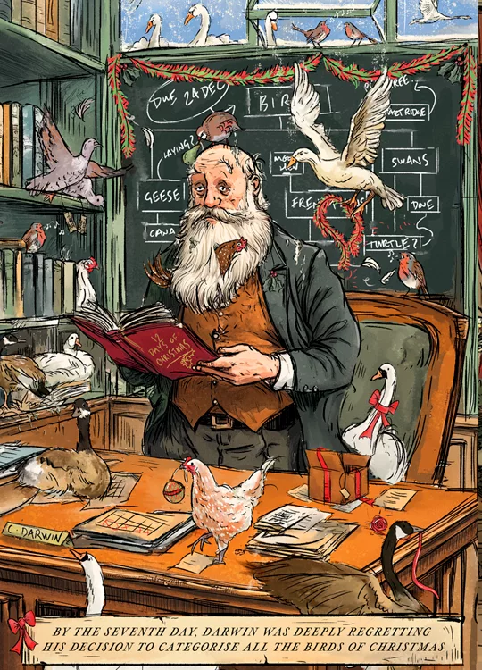 Darwin and the Birds of Christmas Card